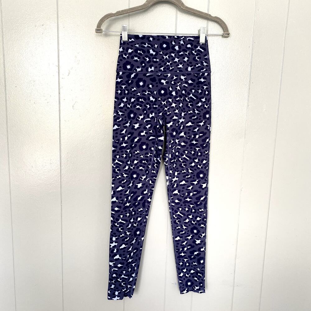 Aerie Offline Blue Leopard Print High Rise Athletic Yoga Goals 7/8 Leggings S